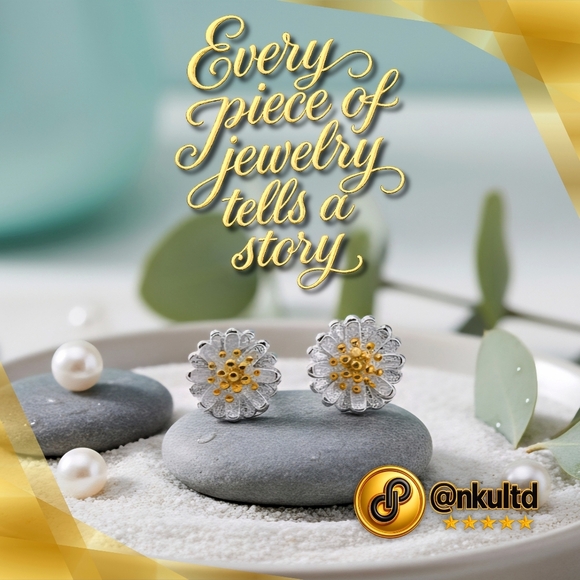 🆕️Chic Blossom Bling: 14K Gold Plated Camelia Cute Dainty Stud Earrings 🌸✨ - Picture 8 of 14